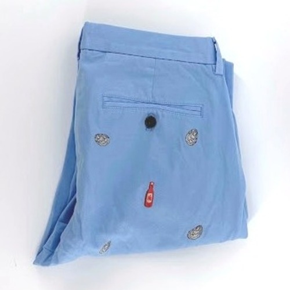 Vineyard Vines Breaker Pants Mens 30x29‎ Blue Embroidered Oyster Lemon hot sauce